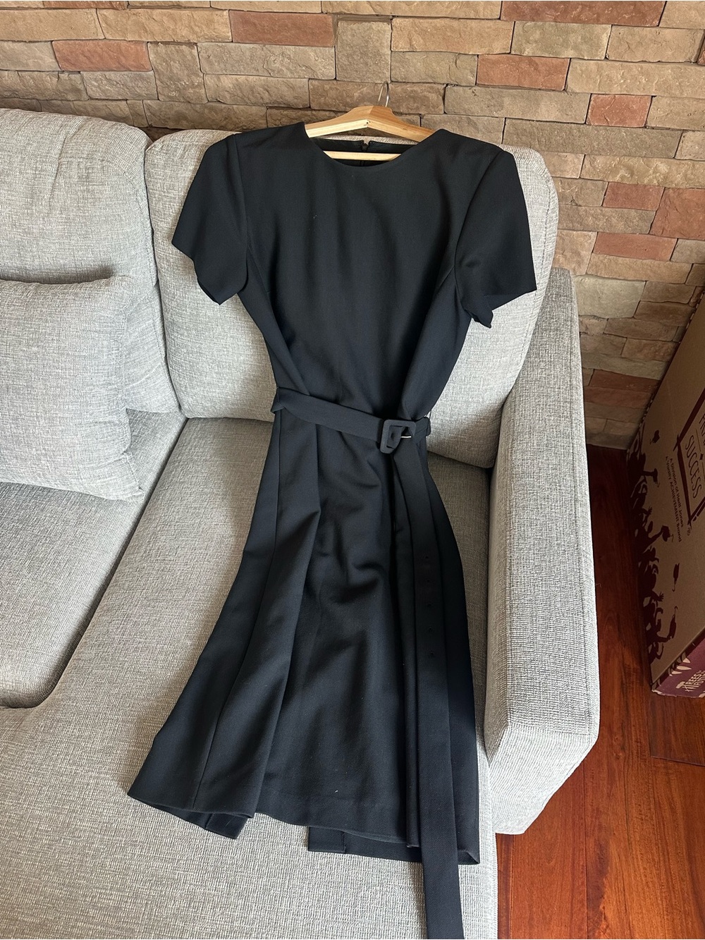 CLUB MONACO Black Belted Dress